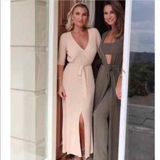 NWT ZARA beige-pink BELTED KNIT DRESS 1509/026