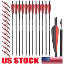 12pcs 20" Carbon Crossbow Bolts or Broadheads Half Moon Nocks OD 8.8mm Hunting