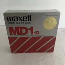 Vintage Maxell MD1-D Mini Floppy Disk 10 Pack Factory Sealed