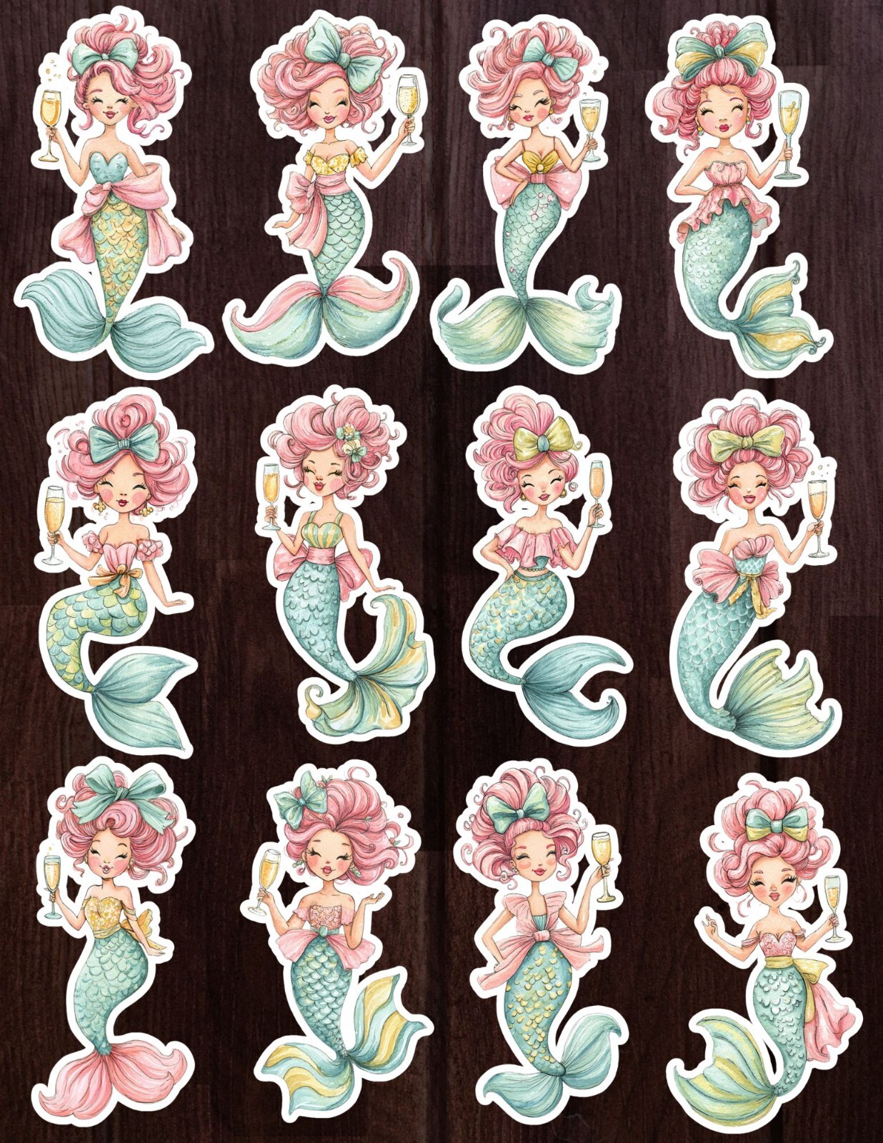 Toasty Mermaid Die Cut Vinyl Stickers Set Scrapbooking Lapto