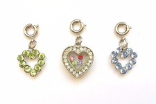 High Intencity Charm It CRYSTAL FLOATING HEART or OPEN HEART Charm, RETIRED New