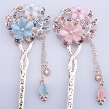 1pc Fashion Metal Chinese Style Hair Stick Flower Rhinestone Hairpin Decor Gift