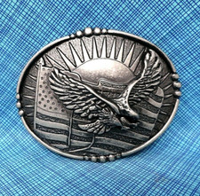 Western Eagle Flag Sun Belt Buckle American Biker Cowboy Patriot Vtg   .DBD412