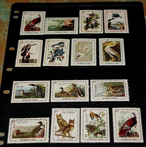 HAITI INFAMOUS AUDUBON BIRDS,DUCKS SET OF 15 TO $2.50 WILD TURKEY FINE M/N/H