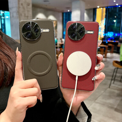 For XiaoMi Poco F7 Pro, Shockproof Hybrid Carbon Fiber Magnetic Cover Case