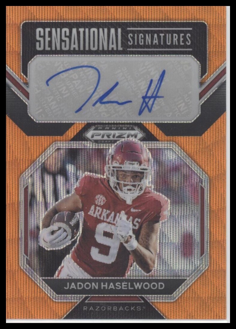 #SS-JAH Jadon Haselwood 2023 Panini Prizm Draft Picks #/75 Auto Orange Wave