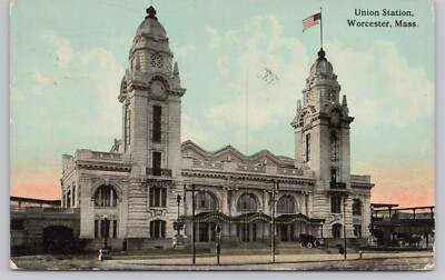 Postcard Union Station Worcester Massachusetts Posted 1912
