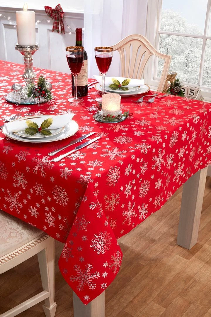 Red christmas tablecloth deals