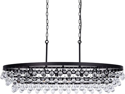 Wellmet Crystal Chandelier 42 inch,9-Light Farmhouse Chandeliers for Living Room