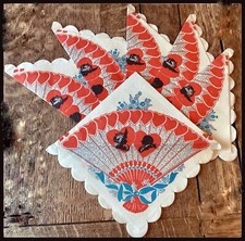 6 Delightful Vintage Valentine's Napkins, Crepe Paper, 40  s-50  s,