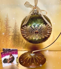 JAY STRONGWATER ~GREEN STARBURST BALL ~RARE Glass Ornament New in Box Mint Con