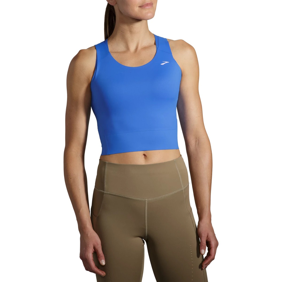 NWT$50 Brooks Women s Run Within Fitted Cropped Tank Top Blue
