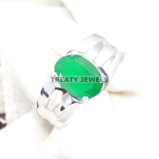 Emerald Oval Cut Gemstone With 925 Sterling Silver Ring For Men's #B62
