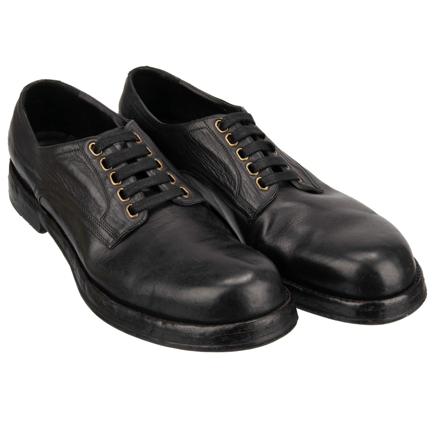 DOLCE & GABBANA Stabile Cavallo In Pelle Derby Scarpe PERUGINO Nere 12960