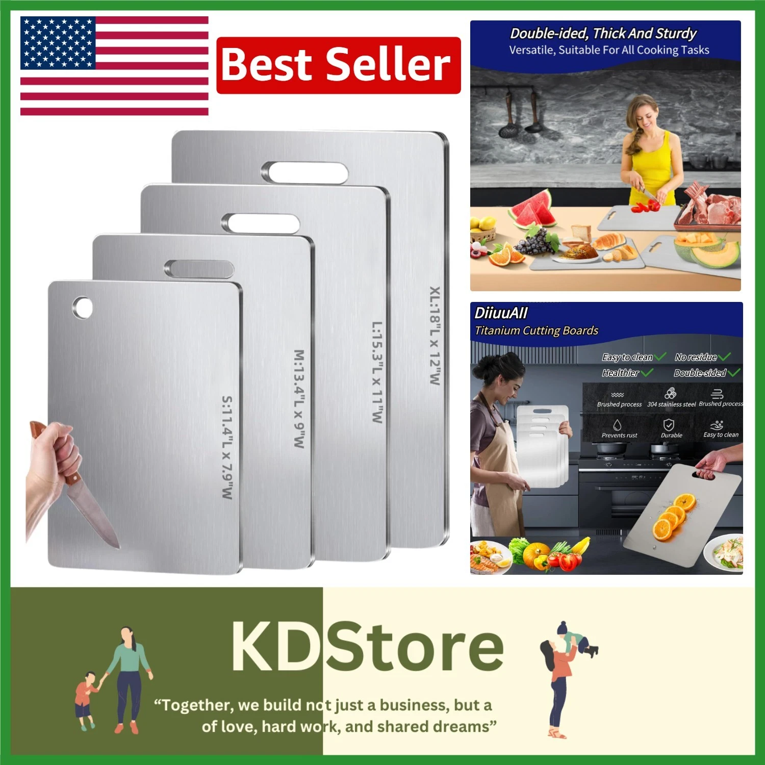Lightweight Hangable Titanium Cutting Board 18''x12'' - Safe for Meat & Veggies