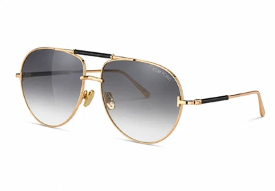 Lunettes de soleil Tom Ford Lou-02 TF1308 dégradé or/gris 61-16-140 mm étui neuf - Photo 1/3
