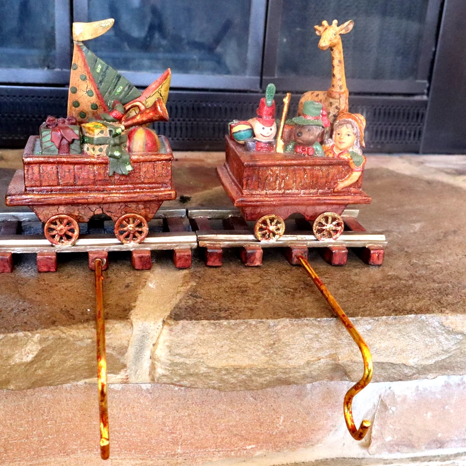 Raro Juego de 4 Medias Tren Mark Roberts Santa Toyshop Navidad De Colección Foto 4 de 4