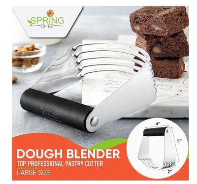 Spring Chef Professional Dough Blender - XL Pastry Cutter With Heavy Duty Stainless Steel Blades, Comfort Grip Handle, Red