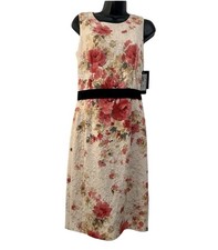 NWT DOLCE & GABBANA Dress Pink Cream Floral Jacquard Blk Sleeveless 42 US 6