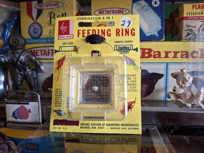 #ad Vintage Old Aquarium Fishbowl Original Package Gro Wel Brand Feeding Ring $45.00