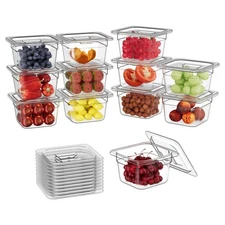 1/6 4'' 12 Pack Plastic Food Pans With Lids, Clear Food Pan, Commercial Stack...