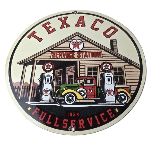 Vintage Texaco Gasoline Advertisement Sign - Gas Service Station Porcelain Sign