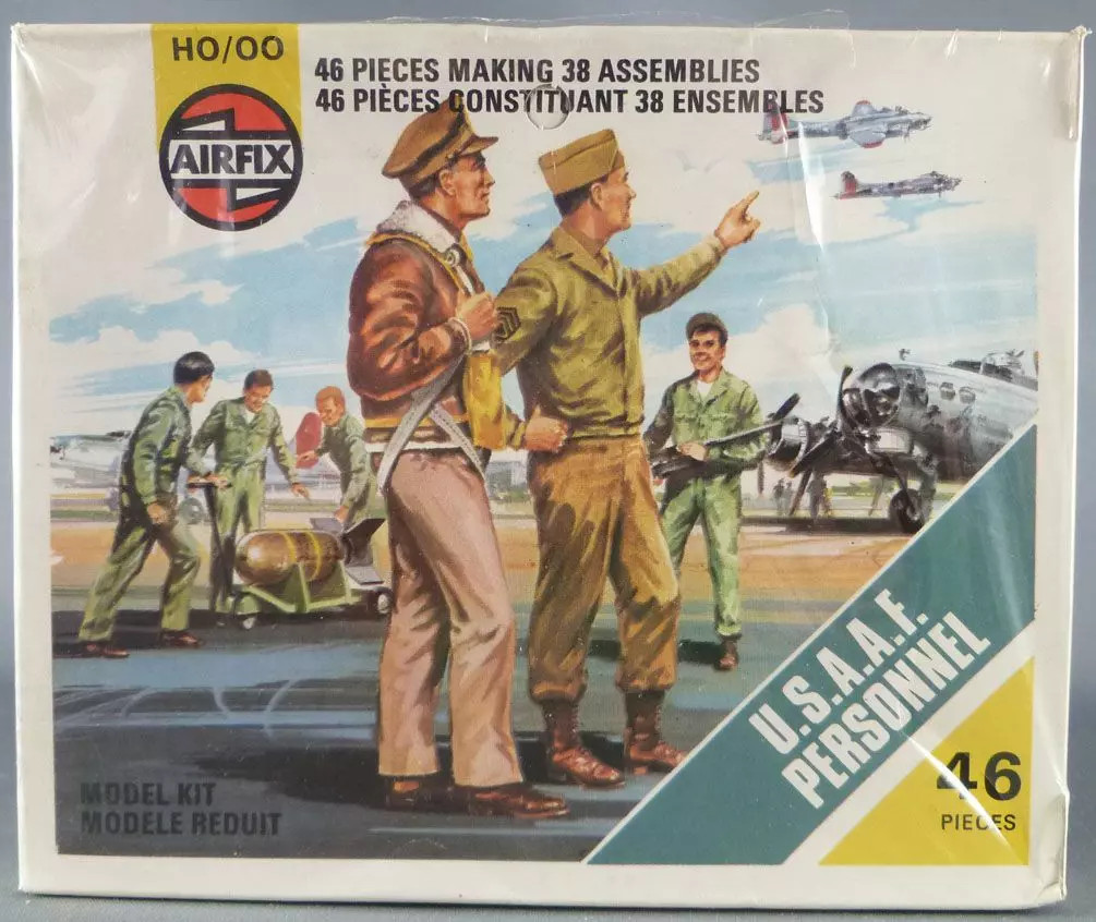Figurines pilotes USAAF Airfix 1/72 pour diorama militaire ancien 1975