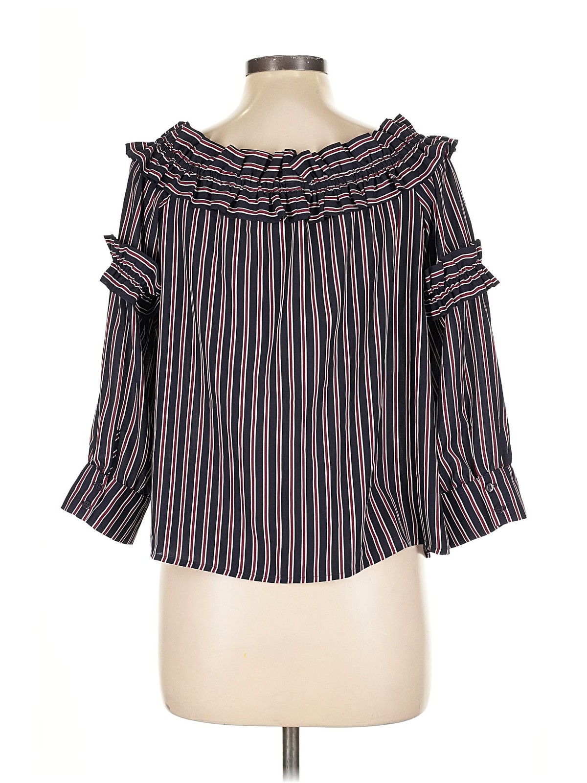 Collective Concepts Women Black 3/4 Sleeve Blouse L