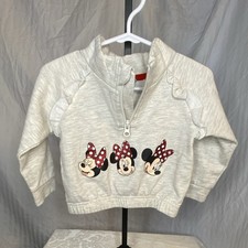 Disney Baby Minnie Mouse Girls 24M Gray Fleece Jacket 1/4 Zip Long Sleeve