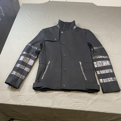 Jack & Jones Jacket Coat Wool Leather Size Medium With Buttons