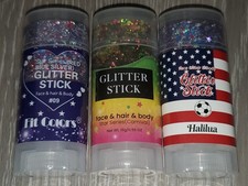 3 Pack Patriotic Body Glitter Stick, Waterproof Face Glitter Gel, Chunky Glitter