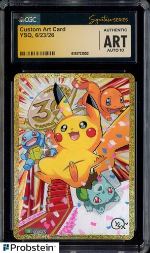 YSQ Signed Sketched Pokemon Japanese Custom Art Card CGC Authentic Art AUTO 10
