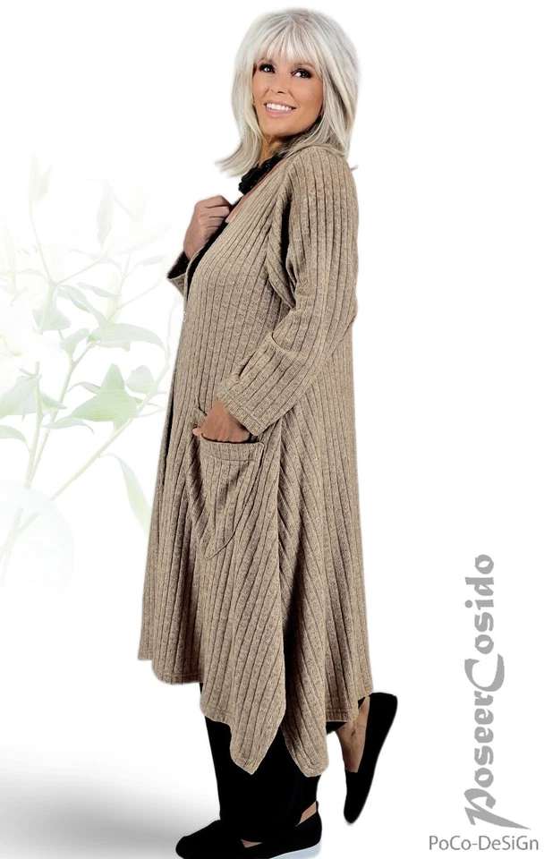 Strick-Jacke Überwurf-Pullover LAGENLOOK camel L-XL-XXL 44 46 48 50 52 54 56 58 - Bild 4 von 4
