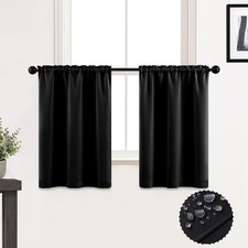 XTMYI Bathroom Curtains Window Short,Small 30"W x 36"L Pack of 2 , Black