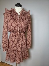 Lauren Conrad Women’s Dress Gold Flower Color Terracotta Size Sma Feminine Lined