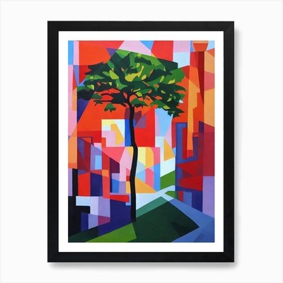 Quercus Rubra Baum Kubist 2 Kunst Pri gerahmtes Wandbild Poster Leinwanddruck Bild