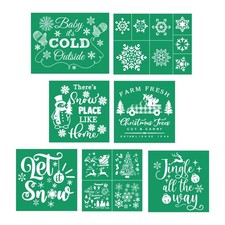 7 PCS Christmas Silk Screen Stencils Reusable Self Adhesive Mesh Transfers