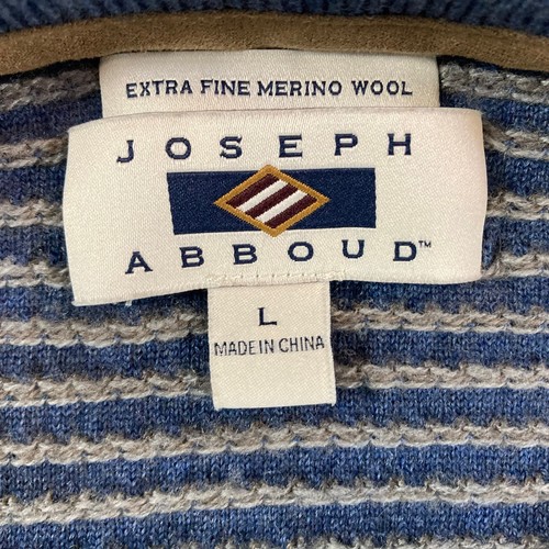 Joseph Abboud Sweater Mens L Large Blue Extra Fine Merino Wool Long Sleeve - Picture 3 of 8