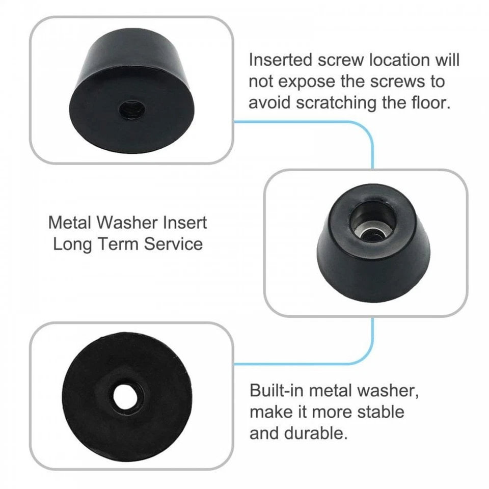 Monacor Black Rubber Feet with Integral Steel Wash 30mm Foot Diameter  Foto 2 de 4