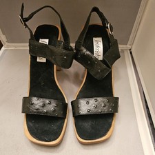 VTG FREDERICK'S Of HOLLYWOOD Black Strappy 3.75" High Heels Size 11 M Buckles