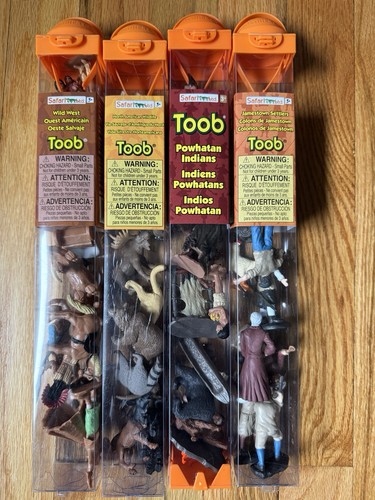 Safari Ltd TOOB Lot 4 Complete Sets Wild West Jamestown Powhatan Wildlife Figure