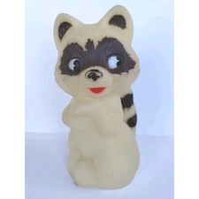 N.T. AUBIN Vintage 60's 5" SIDE EYE RACCOON Squeaky Rubber Toy Calif. USA RARE 