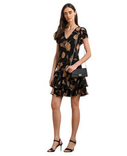 Ralph Lauren Floral V Neck Short Sleeve Ruffle Dress Sz 14