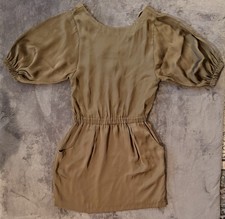 Michael Kors Satin Utility Dress Women’s Size 4 With Puffy Sleeves