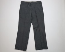 Vintage 60s 70s Streetwear Mens 34x30 Wool Knit Wide Leg Chino Pants Gray USA