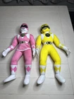 Vintage Power Rangers Pink & Yellow Ranger Stuffed Plush Dolls 18”