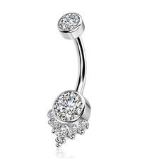 XUU Hypoallergenic Titanium Belly Button Rings, Internally Threaded 14G Curve...