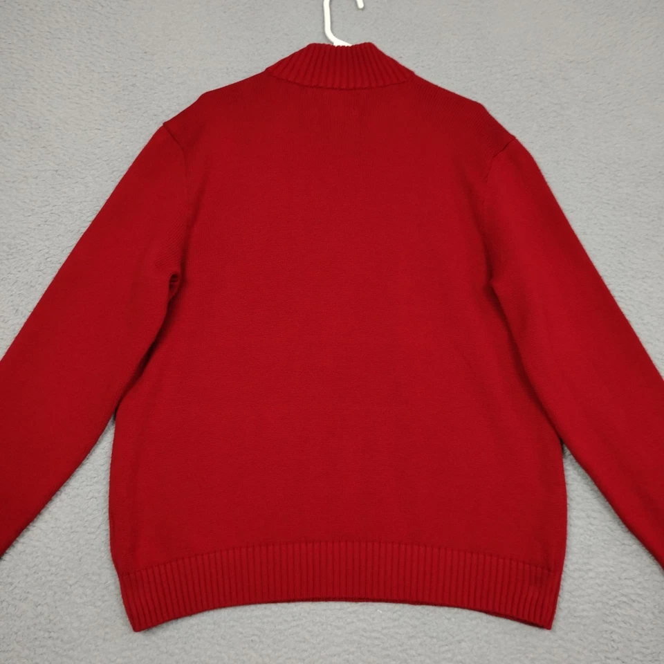 Polo Por Ralph Lauren Suéter Para Hombres XL Rojo 1/4 Cremallera Cuello Simulado Tejido Algodón Pullover Foto 4 de 4