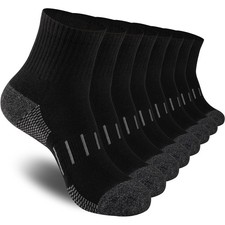Men's Ankle Quarter Cushion Moisture Wicking Athletic Running Socks Black