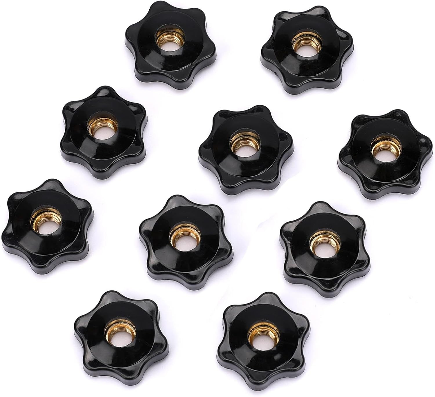Mozeat Lens 10 Pack 6 Star Knobs 1/4 Inch 20 Female Threaded Hexagon Head Thru K